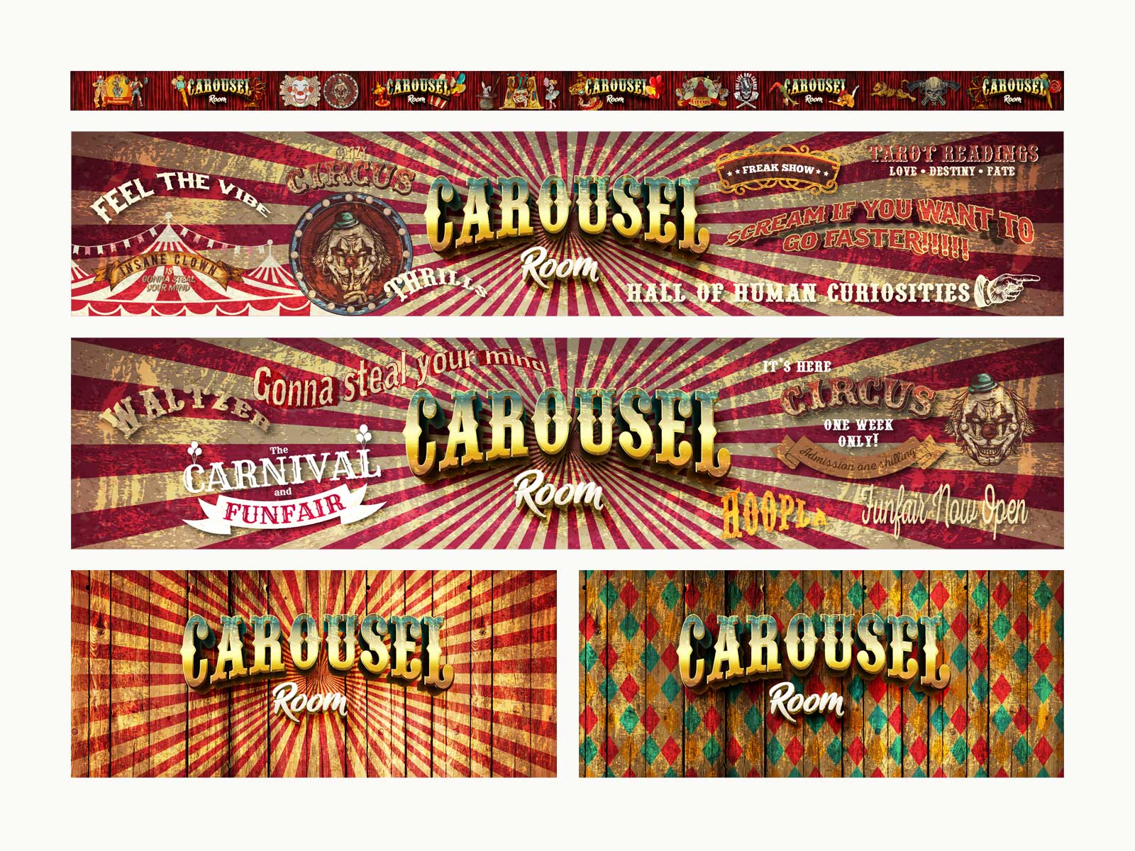 3 Mad Hatters; Carousel Room foamex boards