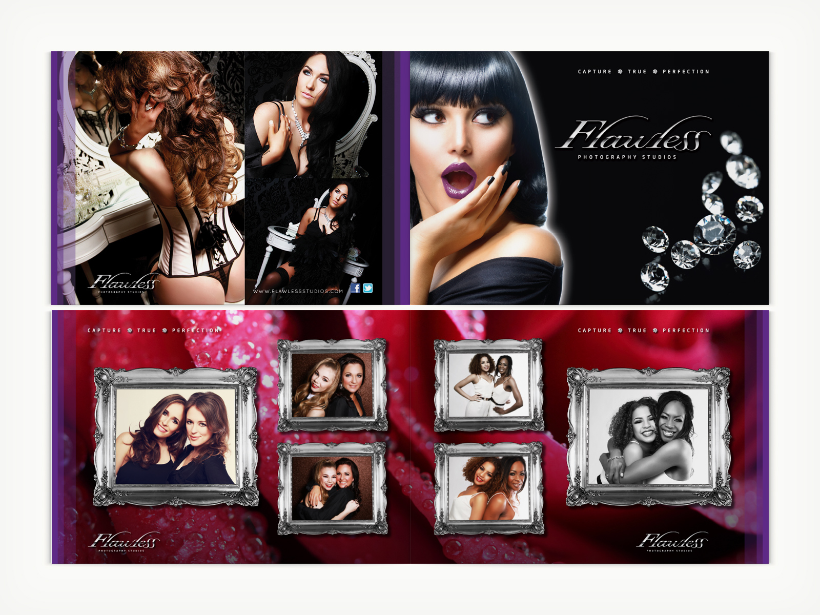 Flawless Photography Studios - Print, Portfolio Book - Jacket design & page spread