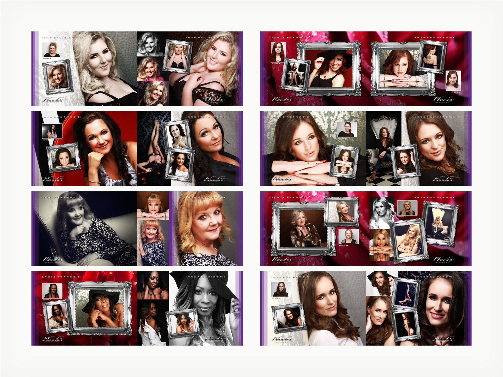 Flawless Photography Studios - Print, Portfolio Book - Couple of page spread designs