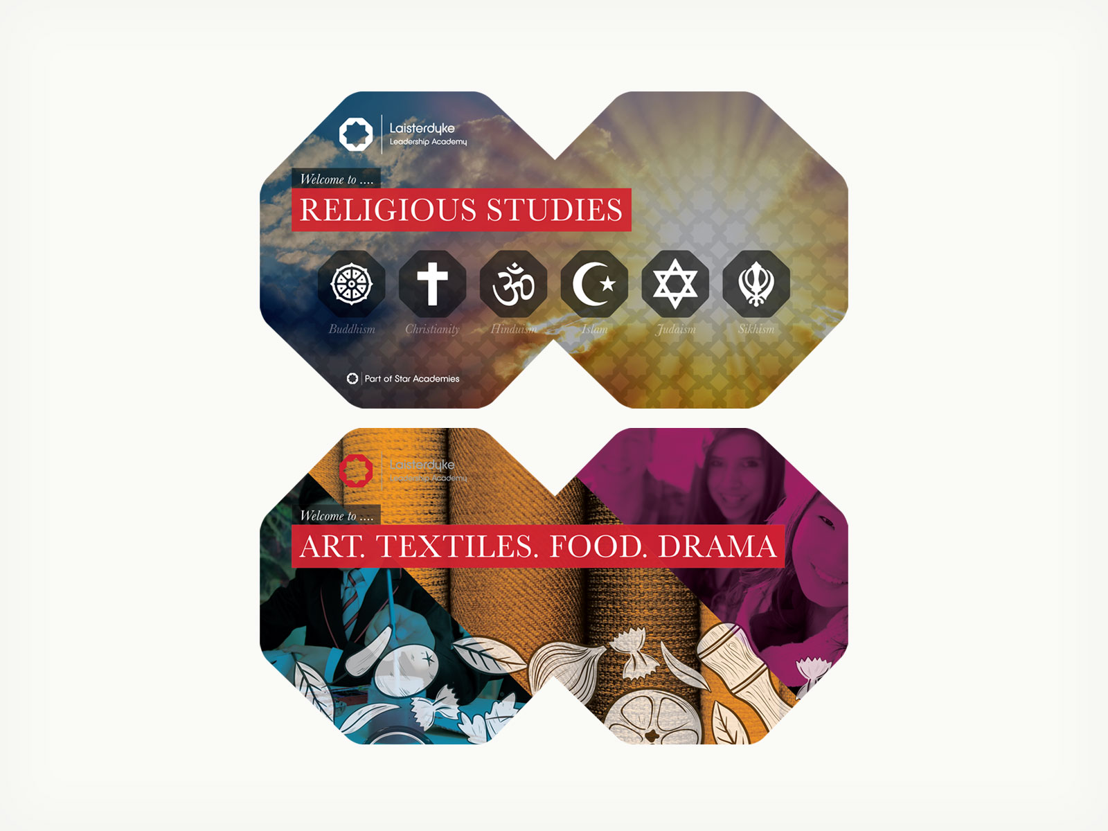 ImageCo Ltd - Large Format Print for Laisterdyke Leadership Academy. Corridor graphics for Religious Studies and Art departments