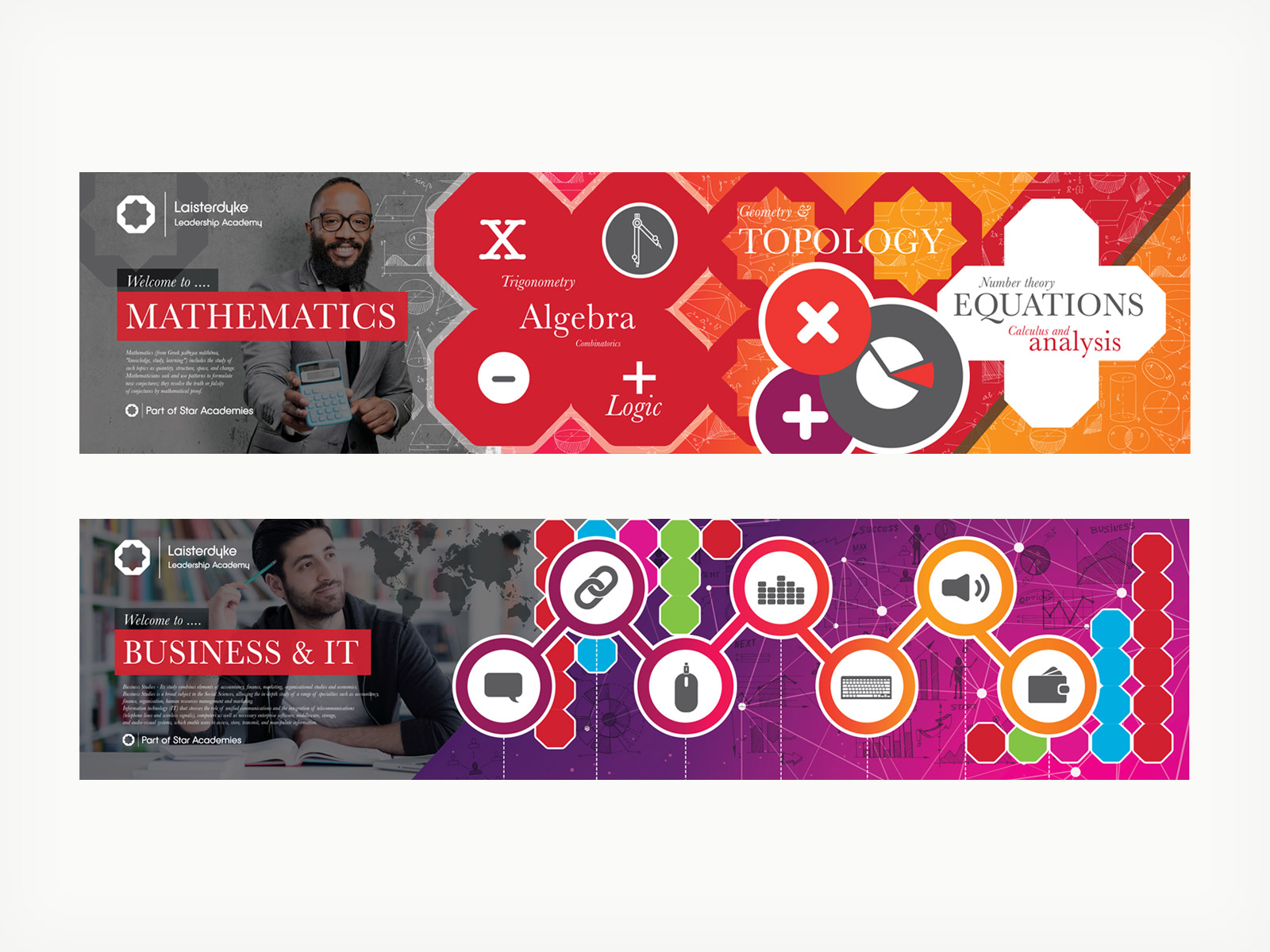 ImageCo Ltd - Large Format Print for Laisterdyke Leadership Academy. Corridor graphics for Maths and Business & IT departments