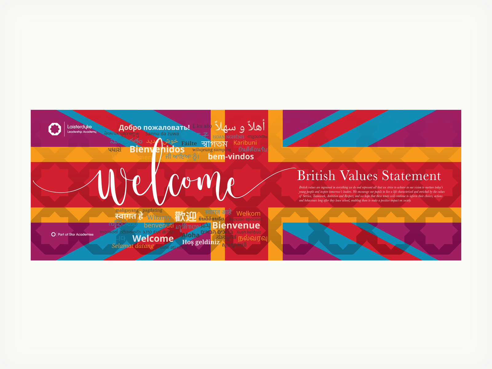 ImageCo Ltd - Large Format Print for Laisterdyke Leadership Academy. Welcome Graphic 7x2 meter