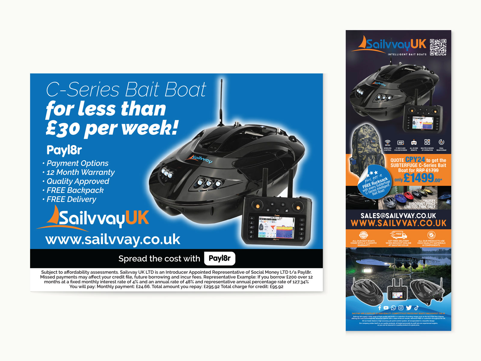 Sailvvay UK Intelligent Bait Boats, 2x half page adverts Carpology Magazine 2024