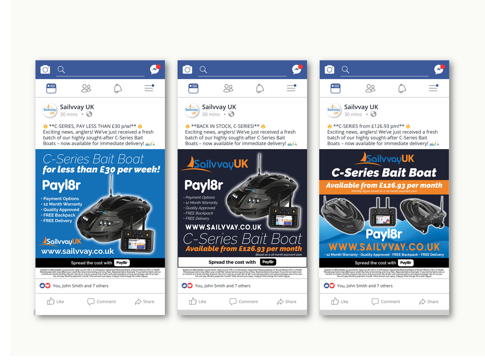 Sailvvay UK Intelligent Bait Boats, social media posts