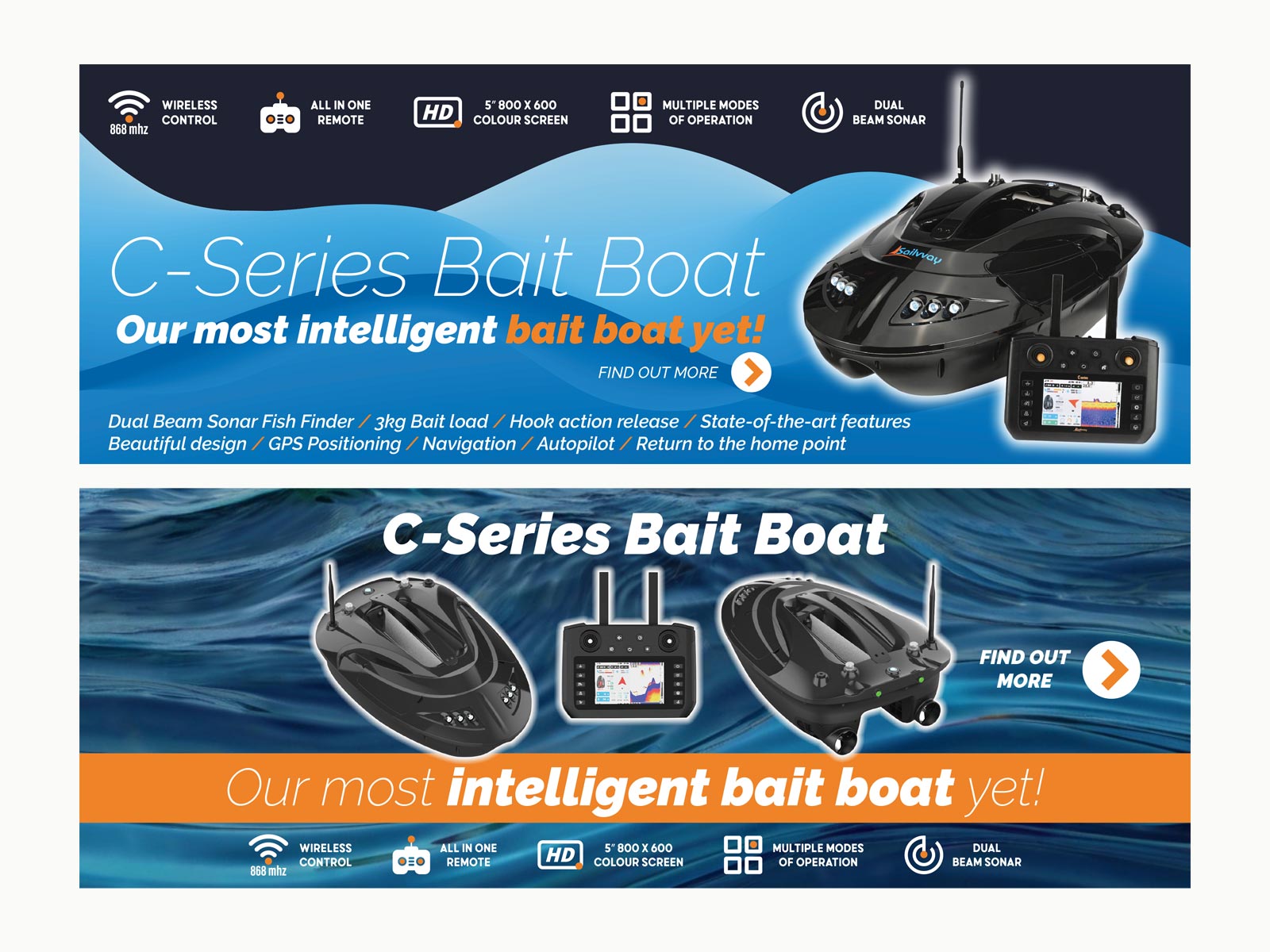 Sailvvay UK Intelligent Bait Boats, C-Series web banner options