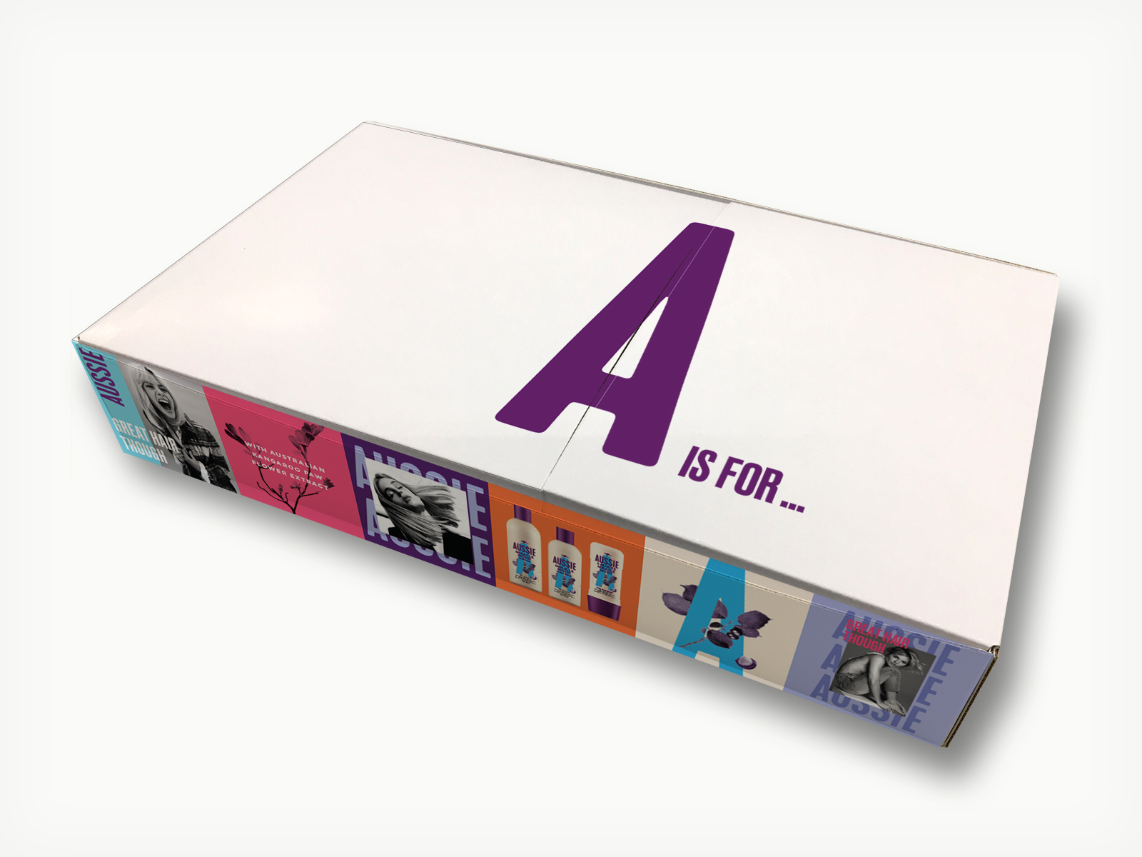 Procter & Gamble Beauty Care; Aussie Haircare sample box (packaging) closed mock-up
